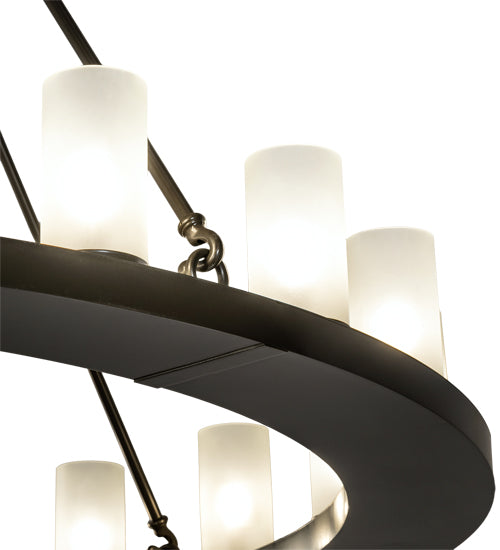 Meyda Lighting Loxley 190596 60" 20-Light Timeless Bronze Chandelier With Frosted Clear Shade Glass