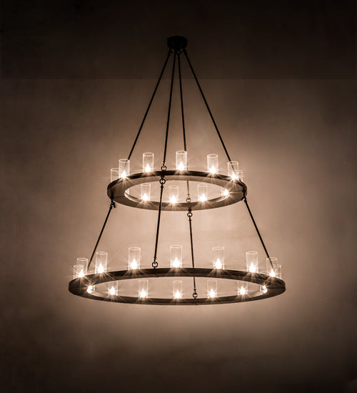 Meyda Lighting Loxley 192461 60" 28-Light 2-Tier Timeless Bronze Chandelier With Clear Seeded Shade Glass