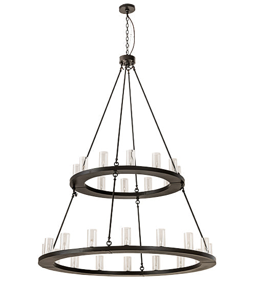 Meyda Lighting Loxley 192461 60" 28-Light 2-Tier Timeless Bronze Chandelier With Clear Seeded Shade Glass
