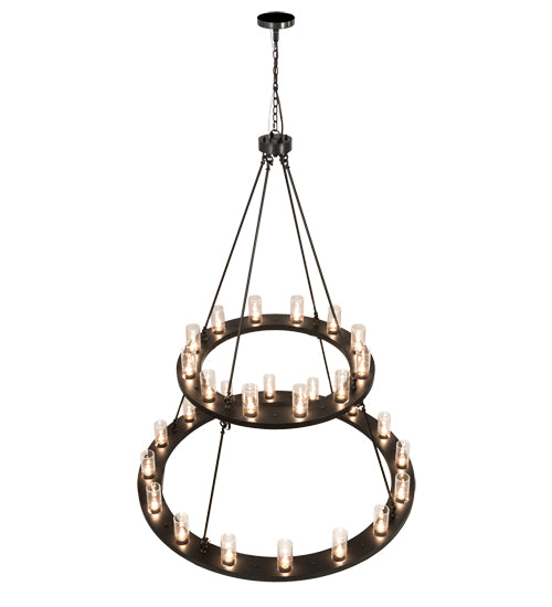 Meyda Lighting Loxley 192461 60" 28-Light 2-Tier Timeless Bronze Chandelier With Clear Seeded Shade Glass