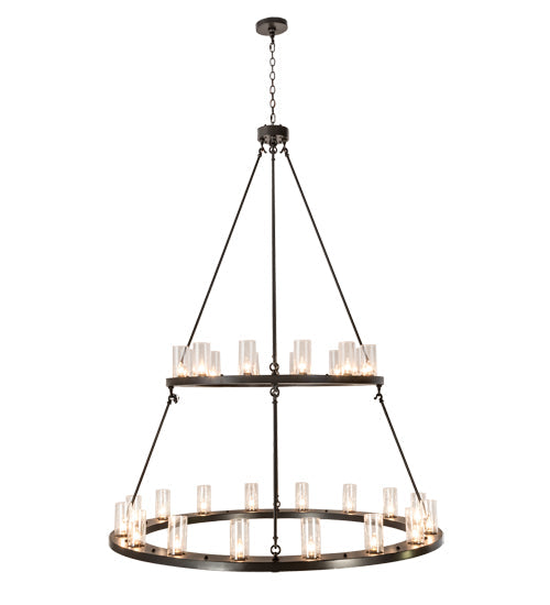 Meyda Lighting Loxley 192461 60" 28-Light 2-Tier Timeless Bronze Chandelier With Clear Seeded Shade Glass