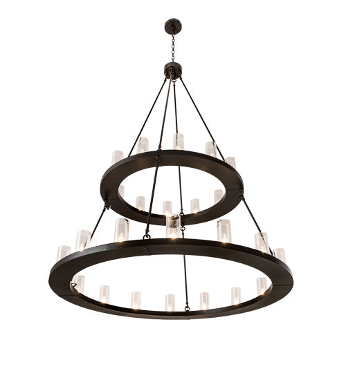 Meyda Lighting Loxley 192461 60" 28-Light 2-Tier Timeless Bronze Chandelier With Clear Seeded Shade Glass
