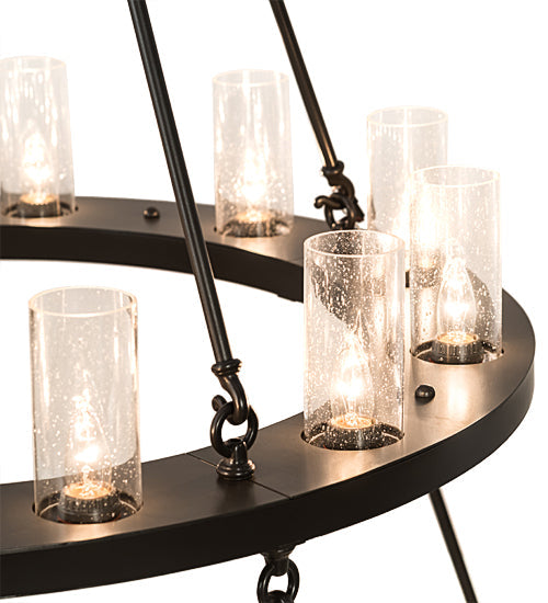 Meyda Lighting Loxley 192461 60" 28-Light 2-Tier Timeless Bronze Chandelier With Clear Seeded Shade Glass
