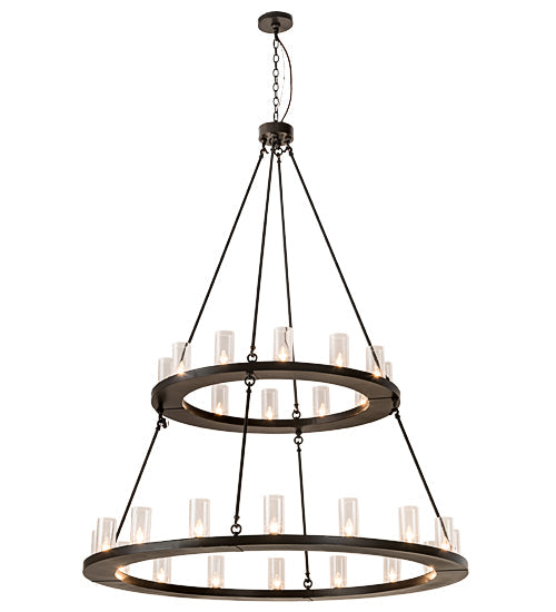 Meyda Lighting Loxley 192461 60" 28-Light 2-Tier Timeless Bronze Chandelier With Clear Seeded Shade Glass