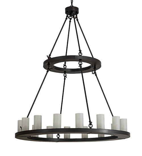 Meyda Lighting Loxley 194782 48" 16-Light Timeless Bronze Chandelier With Frosted Clear Shade Glass