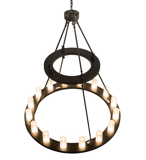 Meyda Lighting Loxley 194782 48" 16-Light Timeless Bronze Chandelier With Frosted Clear Shade Glass