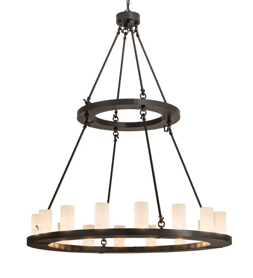Meyda Lighting Loxley 194782 48" 16-Light Timeless Bronze Chandelier With Frosted Clear Shade Glass