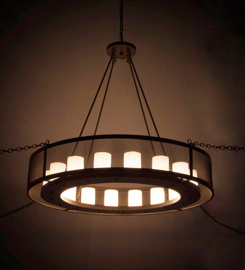 Meyda Lighting Loxley 197721 56" 16-Light Timeless Bronze Golpe Chandelier With White Statuario Idalight Shade