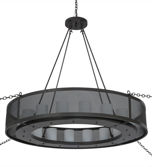 Meyda Lighting Loxley 197721 56" 16-Light Timeless Bronze Golpe Chandelier With White Statuario Idalight Shade
