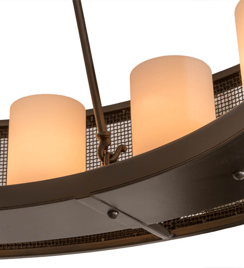 Meyda Lighting Loxley 197721 56" 16-Light Timeless Bronze Golpe Chandelier With White Statuario Idalight Shade