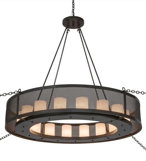 Meyda Lighting Loxley 197721 56" 16-Light Timeless Bronze Golpe Chandelier With White Statuario Idalight Shade