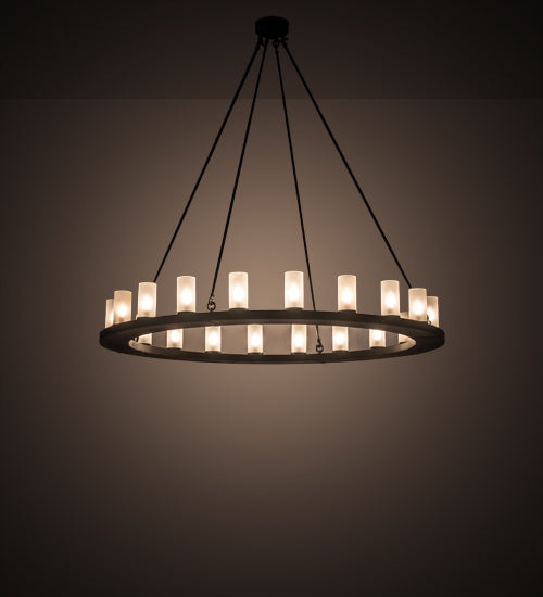 Meyda Lighting Loxley 199415 60" 20-Light Blackwash Chandelier With Frosted Clear Shade Glass