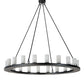 Meyda Lighting Loxley 199415 60" 20-Light Blackwash Chandelier With Frosted Clear Shade Glass