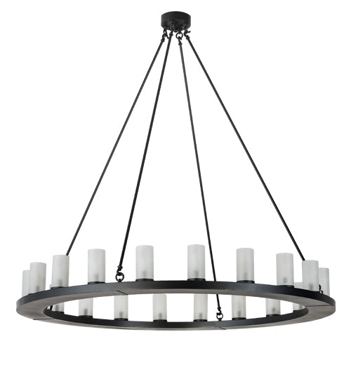 Meyda Lighting Loxley 199415 60" 20-Light Blackwash Chandelier With Frosted Clear Shade Glass