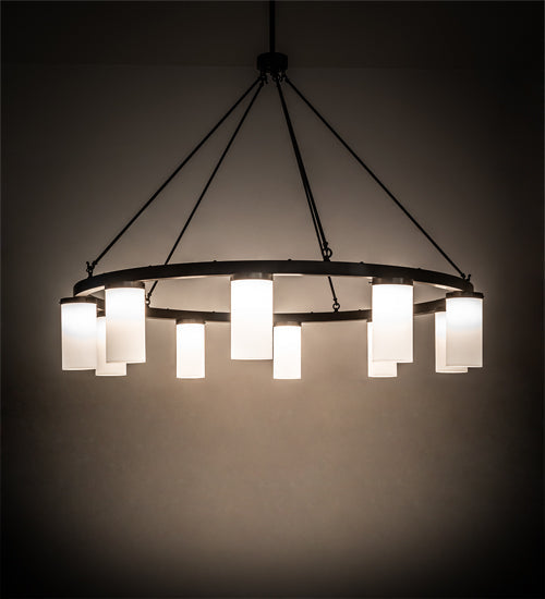 Meyda Lighting Loxley 218453 76" 10-Light Bronze Needham Chandelier With White Statuario Idalight Shade