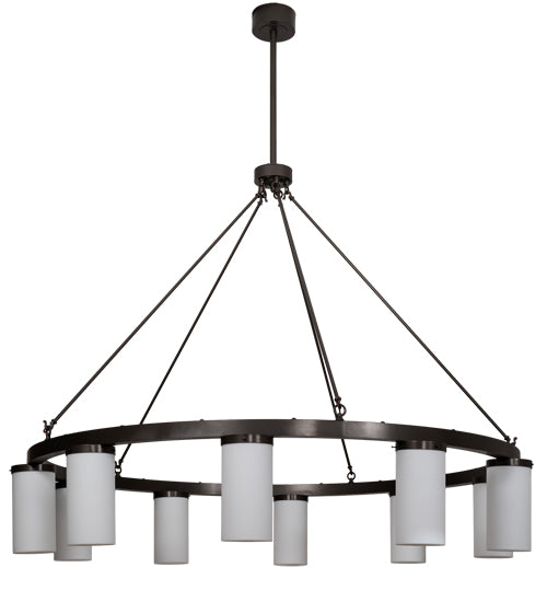 Meyda Lighting Loxley 218453 76" 10-Light Bronze Needham Chandelier With White Statuario Idalight Shade