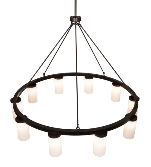 Meyda Lighting Loxley 218453 76" 10-Light Bronze Needham Chandelier With White Statuario Idalight Shade