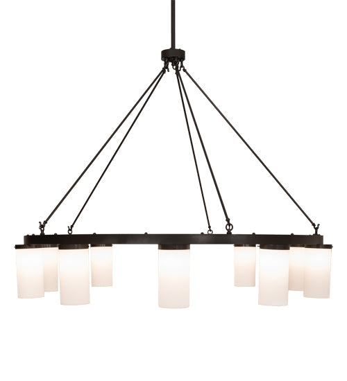Meyda Lighting Loxley 218453 76" 10-Light Bronze Needham Chandelier With White Statuario Idalight Shade