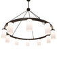 Meyda Lighting Loxley 218453 76" 10-Light Bronze Needham Chandelier With White Statuario Idalight Shade