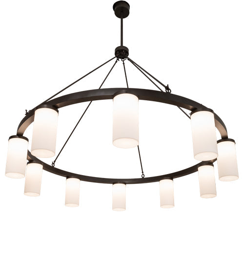 Meyda Lighting Loxley 218453 76" 10-Light Bronze Needham Chandelier With White Statuario Idalight Shade