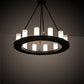 Meyda Lighting Loxley 219660 36" 12-Light Wrought Iron Chandelier With Frosted Clear Shade Glass