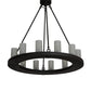 Meyda Lighting Loxley 219660 36" 12-Light Wrought Iron Chandelier With Frosted Clear Shade Glass