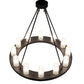Meyda Lighting Loxley 219660 36" 12-Light Wrought Iron Chandelier With Frosted Clear Shade Glass