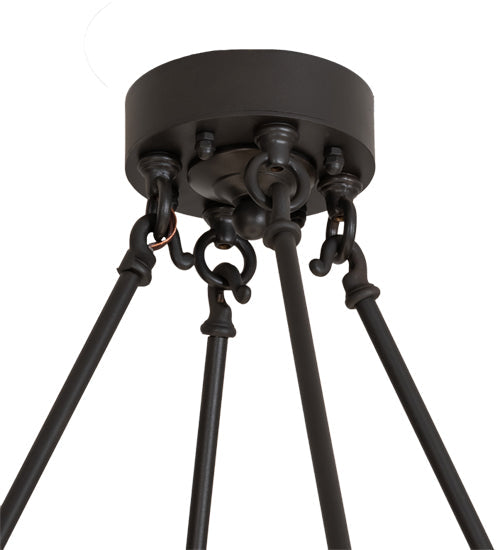 Meyda Lighting Loxley 219660 36" 12-Light Wrought Iron Chandelier With Frosted Clear Shade Glass