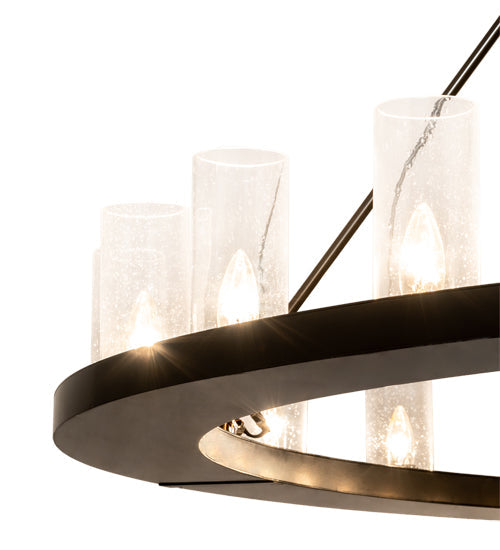 Meyda Lighting Loxley 220951 72" 24-Light Timeless Bronze Chandelier With Clear Seeded Shade Glass