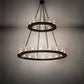 Meyda Lighting Loxley 229405 60" 28-Light 2-Tier Textured Black Chandelier With Clear Seeded Shade Glass