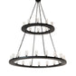 Meyda Lighting Loxley 229405 60" 28-Light 2-Tier Textured Black Chandelier With Clear Seeded Shade Glass