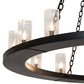 Meyda Lighting Loxley 229405 60" 28-Light 2-Tier Textured Black Chandelier With Clear Seeded Shade Glass