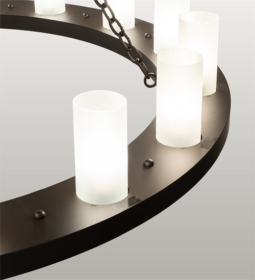 Meyda Lighting Loxley 239315 48" 16-Light Oil Rubbed Bronze Chandelier With Frosted Clear Shade Glass