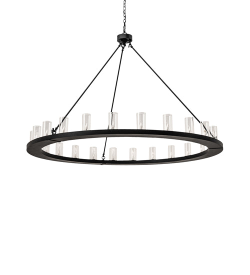 Meyda Lighting Loxley 242137 72" 24-Light Textured Black Chandelier With Clear Shade Glass
