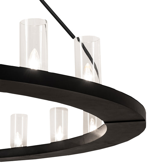 Meyda Lighting Loxley 242137 72" 24-Light Textured Black Chandelier With Clear Shade Glass