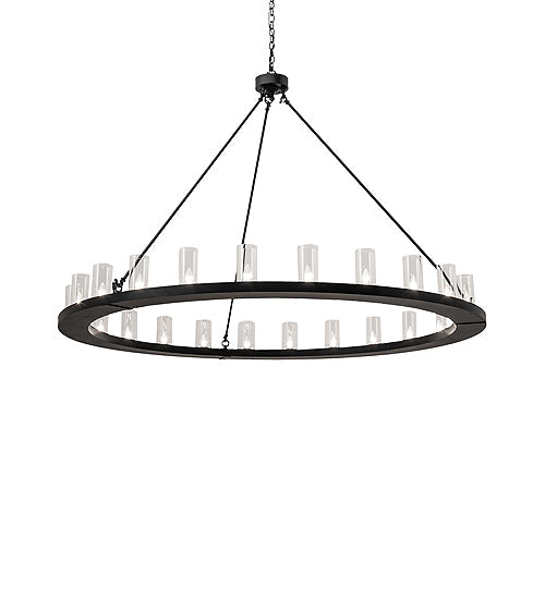 Meyda Lighting Loxley 242137 72" 24-Light Textured Black Chandelier With Clear Shade Glass