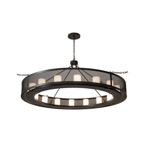 Meyda Lighting Loxley 248325 78" 16-Light Timeless Bronze Golpe Chandelier With White Statuario Idalight Shade