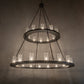 Meyda Lighting Loxley 256800 60" 28-Light 2-Tier Textured Black Chandelier With Clear Seeded Shade Glass