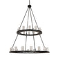 Meyda Lighting Loxley 256800 60" 28-Light 2-Tier Textured Black Chandelier With Clear Seeded Shade Glass
