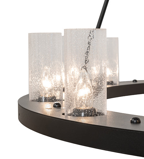 Meyda Lighting Loxley 256800 60" 28-Light 2-Tier Textured Black Chandelier With Clear Seeded Shade Glass