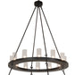 Meyda Lighting Loxley 256800 60" 28-Light 2-Tier Textured Black Chandelier With Clear Seeded Shade Glass