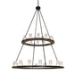 Meyda Lighting Loxley 256800 60" 28-Light 2-Tier Textured Black Chandelier With Clear Seeded Shade Glass