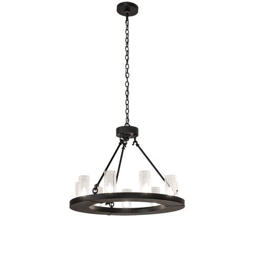 Meyda Lighting Loxley 30" 9-Light Blackwash Chandelier With Clear Seeded Shade Glass
