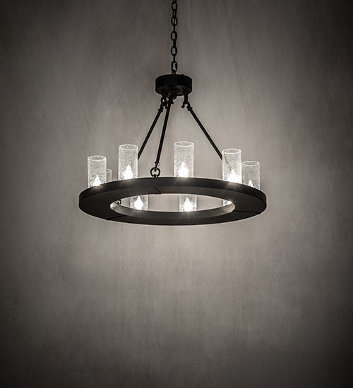 Meyda Lighting Loxley 30" 9-Light Blackwash Chandelier With Clear Seeded Shade Glass
