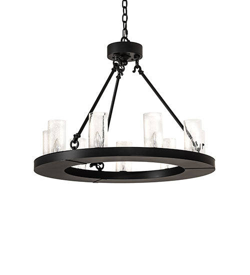 Meyda Lighting Loxley 30" 9-Light Blackwash Chandelier With Clear Seeded Shade Glass