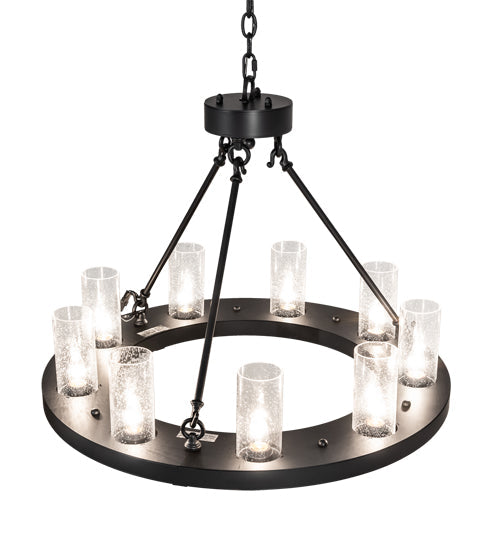 Meyda Lighting Loxley 30" 9-Light Blackwash Chandelier With Clear Seeded Shade Glass