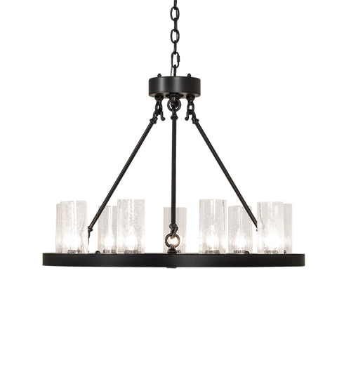 Meyda Lighting Loxley 30" 9-Light Blackwash Chandelier With Clear Seeded Shade Glass