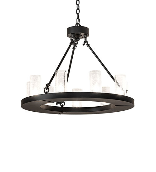 Meyda Lighting Loxley 30" 9-Light Blackwash Chandelier With Clear Seeded Shade Glass