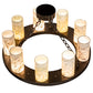 Meyda Lighting Loxley 30" 9-Light Timeless Bronze Semi-flush Mount Light With White & Green Jadestone Shade