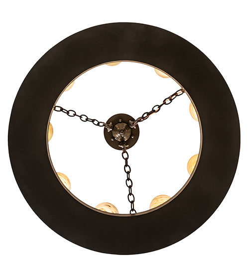 Meyda Lighting Loxley 30" 9-Light Timeless Bronze Semi-flush Mount Light With White & Green Jadestone Shade